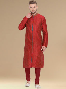 Sanwara - Stylish and Designer Jacquard Maroon Kurta for Men