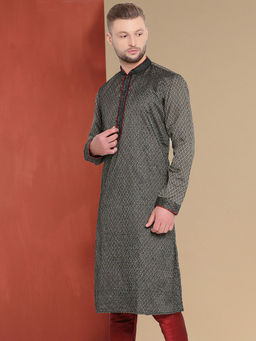 Sanwara - Unleash Your Style With Men's Black Jaquard Designer Kurta