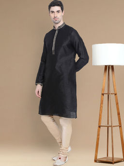 Sanwara - Stylish Woven Designer Black Kurta for Men
