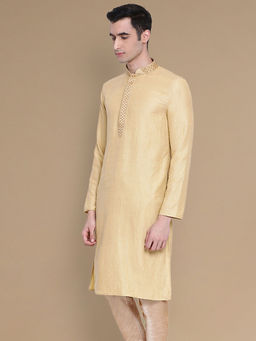 Sanwara - Dapper & Stylish Men's Deep Beige Woven Kurta
