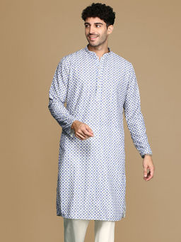 Sanwara - Unleash Your Style With Men's Blue Trendy Fusion Wear Kurta