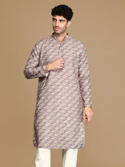 Sanwara - Unleash Your Style With Men's Brown Printed Trendy Fusion Wear Kurta