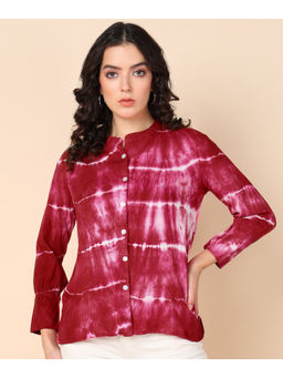 Maaesa - Women Tie and Dye Rayon Pink Shirt