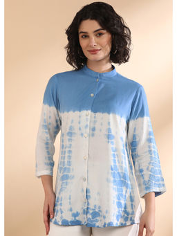 Maaesa - Women Tie and Dye Cotton Blue Shirt