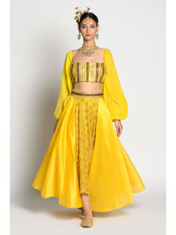 RISHI & VIBHUTI - Amber Drop Top And Lehenga (Set of 2)