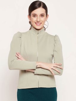 Madame - Green Puff Sleeves Top for Women