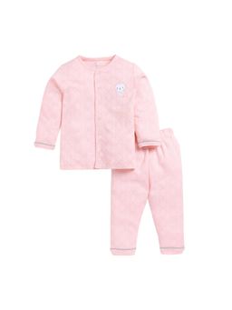 BABY GO - Baby Girls Full Sleeve T-Shirt and Pyjama Night Suit Peach (Set of 2)