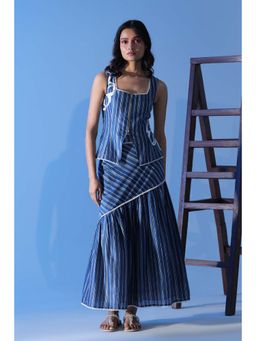 Manvi Daga - Blue Summer Stripe Skirt Set