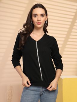 Gipsy - Woman Stylish Black Embellished Sweater