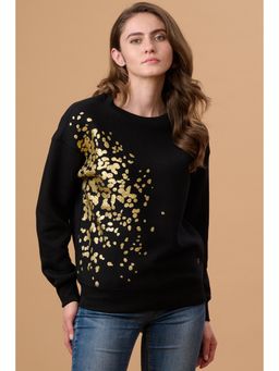 Gipsy - Women Black Foil Print Sweatshirt