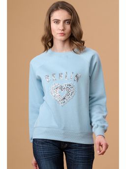 Gipsy - Women Light Blue Embellished Sweatshirt