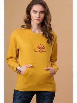 Gipsy - Women Mustard Embroidered Sweatshirt