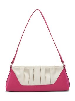 MIRAGGIO - Lea Dual Tone Ruched Shoulder Bag for Women - Pink & Ivory