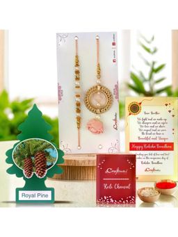 eCraftIndia - Floral Designer Bhaiya Bhabhi Rakhi Pack, Air Freshener Royal Pine Pack