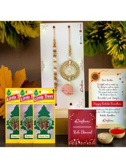 eCraftIndia - Floral Designer Bhaiya Bhabhi Rakhi Pack, 3 Air Freshener Royal Pine Pack of 5