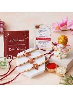 eCraftIndia - Pack Of 3 Trishul Damru, Ganesha, Krishna Rakhi, Ganesha Idol, Roli Chawal