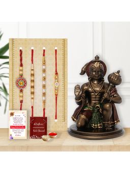 eCraftIndia - Pack Of 4 Floral, Pearls, Diamonds, Designer Rakhis, Lord Shiva Statue
