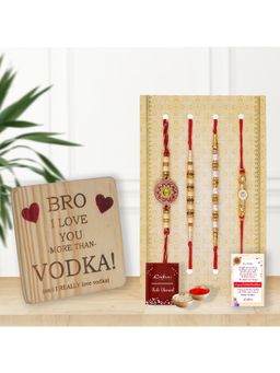eCraftIndia - Pack Of 4 Floral, Pearls, Diamonds Designer Rakhis, Showpiece