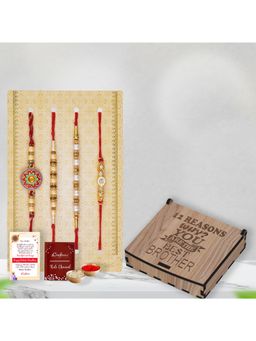 eCraftIndia - Pack Of 4 Floral, Pearls, Diamonds, Designer Rakhis, Bro Puzzle Showpiece