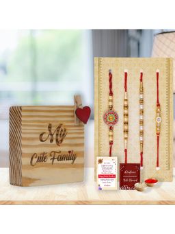 eCraftIndia - Pack Of 4 Floral, Pearls, Diamonds, Designer Rakhis, Bro Puzzle Showpiece (5 x 7 Inches)