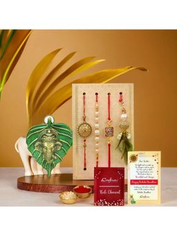 eCraftIndia - Pack Of 4 Floral Lumba Designer Rakhis for Brothers Bhabhi, Wall Hanging
