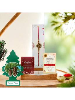 eCraftIndia - Golden Religious Designer Ganesha Rakhi for Brother, Air Freshener,
