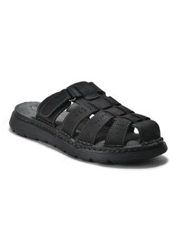 WOODLAND - Men Black Nubuck Leather Sandals