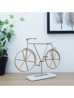 HomeTown - Walton Metal & Marble Modern Cycle and Marble Decor In Gold