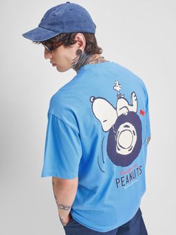 HIGHLANDER - Men Blue Graphic Drop-Shoulder Oversized T-shirt