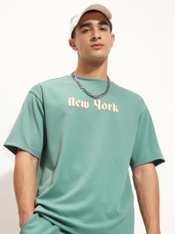 HIGHLANDER - Men Blue Relaxed Drop Shoulder T-shirt