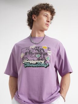 HIGHLANDER - Warner Bros Friends Men Lavender Oversized Drop Shoulder T-shirt