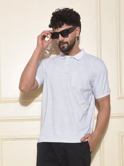 CRIMSOUNE CLUB - Men White Printed Polo T-Shirt