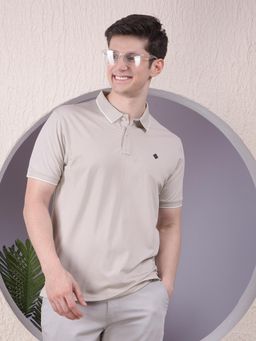 CRIMSOUNE CLUB - Men Beige Polo T-Shirt