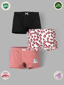 TRESNOVA - Kids Girls Cotton lycra Anti-Microbial Leopard Boxer Briefs (Pack of 3)