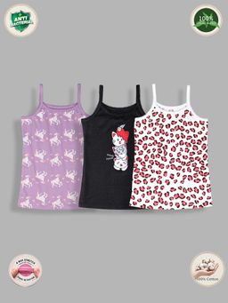 TRESNOVA - Kids Girls Cotton Lycra Anti-Microbial Leopard Camisoles (Pack of 3)