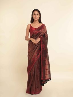 Suta - Brown Woven Design Cotton Blend Saree