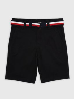 Tommy Hilfiger - Boys Black Solid Shorts with Belt Black