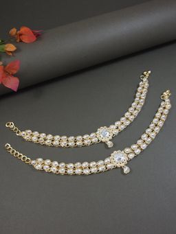 I Jewels - Gold Plated Traditional Kundan Payal Anklets Jewellery for Women
