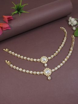 I Jewels - Gold Plated Traditional Kundan Payal Anklets Jewellery for Women