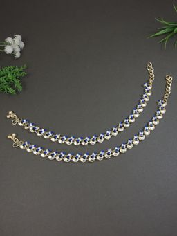 I Jewels - Gold Plated Traditional Kundan Stone Payal Anklets for Women