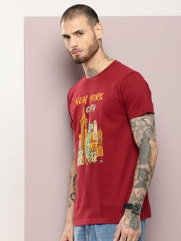 DILLINGER - Maroon Graphic Regular T-Shirt