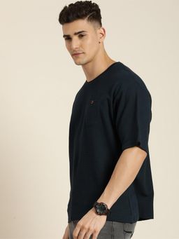 DILLINGER - Navy Blue Textured Oversized T-shirt