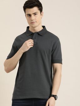 DILLINGER - Grey Solid Regular Polo T-shirt