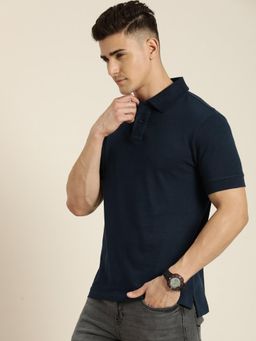 DILLINGER - Navy Blue Solid Regular Polo T-shirt