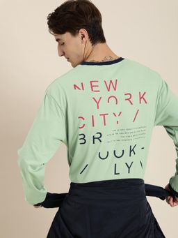 DILLINGER - Green Typographic Oversized T-Shirt