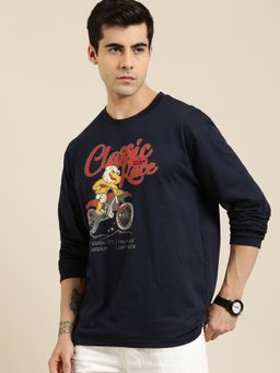 Difference of Opinion - Navy Blue Graphic Oversized T-Shirt