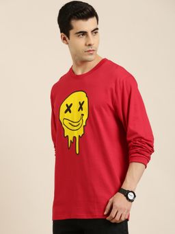Difference of Opinion - Red Graphic Oversized T-Shirt