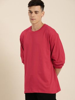 Difference of Opinion - Red Solid Oversized T-Shirt