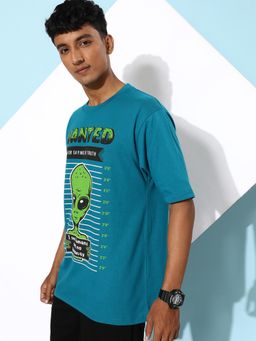 Difference of Opinion - Blue Graphic Oversized T-Shirt