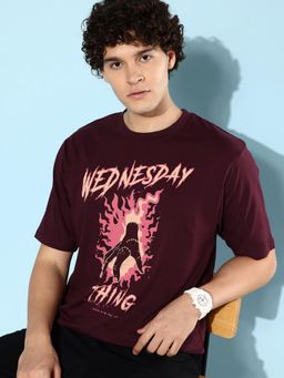 Difference of Opinion - Maroon Graphic Oversized T-Shirt
